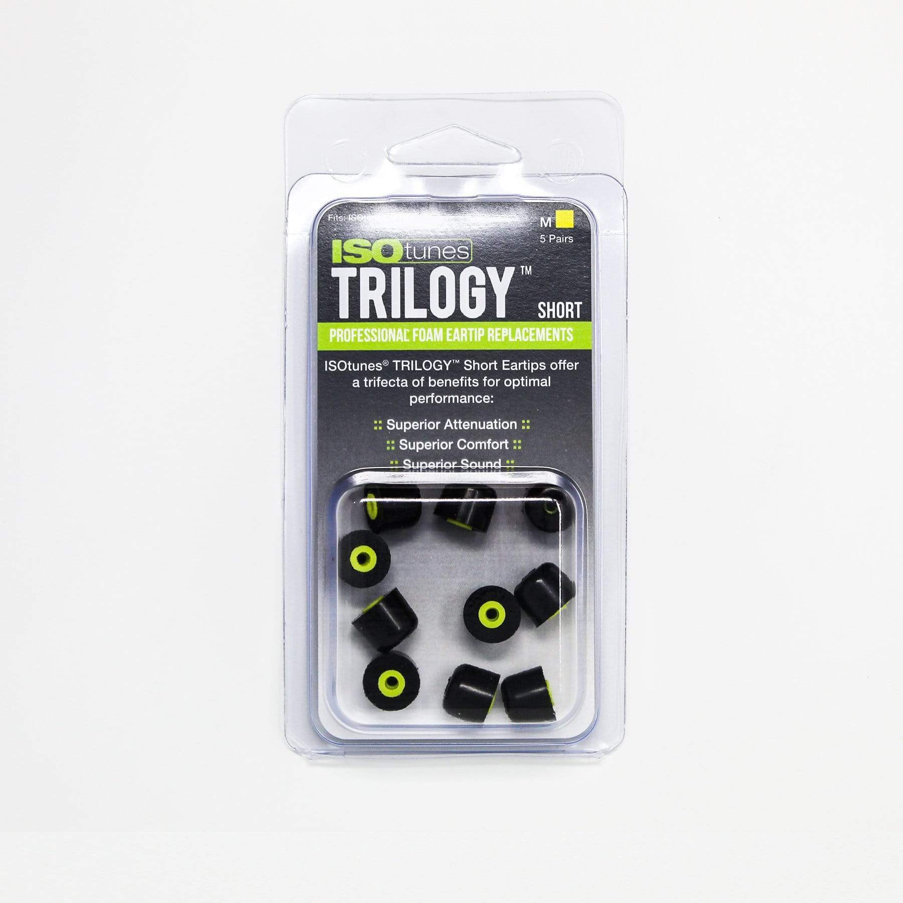 Short TRILOGY™ Foam Replacement Eartips for ISOtunes FREE (5 Pair Pack) - EU ISOtunes